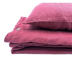 JOWOLLINA Bettwäsche-Set: Bettbezug 200x200 cm+2 Kissenbezüge 70x50 cm Leinen Stonewashed (Pastell Cherry)