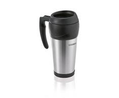 Leifheit Kaffeebecher to go 0, 5L, Thermobecher mit Henkel für heiße und kalte Getränke, Isolierbecher aus hochwertigem Edelstahl, Trinkbecher für unterwegs, travel mug, Edelstahlbecher, silber
