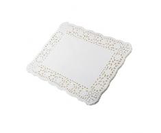LJY 100 Stück weiß Spitze Rechteck Papier Deckchen Kuchen Verpackung Pads Hochzeit Geschirr Dekoration, weiß, 12 x 16 inch