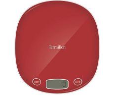 Terraillon Küchenwaage, Mit Tara-Funktion, Flüssigkeitsanzeige, Griffaussparung, Bis 5 kg, Macaron, Rot