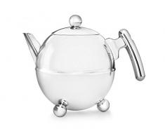 doppelwandige Teekanne Duet® Bella Ronde Edelstahl glänzend verchromte Beschläge 1,5 ltr.