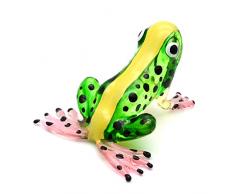 Zoo Craft Mundgeblasenes Glas, Figur Grün/Gelb Frosch Handgefertigt Miniatur Animal Art