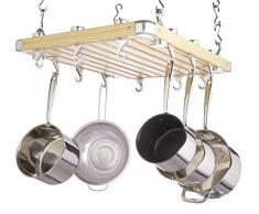 KitchenCraft Master Class Deluxe Hängeregal aus Holz für Töpfe, Deckenbefestigung, 61 x 51 cm