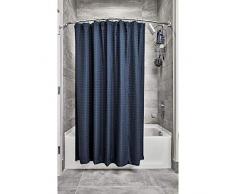 iDesign Duschvorhang, schöner Badewannenvorhang mit Waffelstruktur in 183,0 cm x 183,0 cm aus Polyester, marineblau