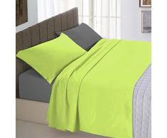 Italian Bed Linen Natural Color Bettwäsche Set, 100% Baumwolle, Säure grün/Rauch, Kleine doppelte