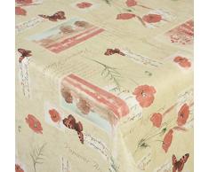 Venilia Mohn sand Tischdecke Tischtuch Tischwäsche Wachstuch pflegeleicht wasserabweisend Oval, Pvc-Polyester, 155 x 220 cm