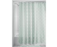 InterDesign Trellis Textil Duschvorhang | Duschabtrennung für Badewanne und Duschwanne mit Spalier-Motiv | 183 cm x 183 cm Vorhang aus Stoff | Polyester mint