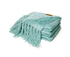 DOZZZ dekorativer Überwurf-Decke Sofa/Couch Chenille Überwurf Decke 152,4 x 127 cm, Blaugrün, Chenille, Aqua, 60 Inches x 50 Inches