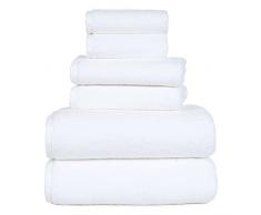 Lavish Home Zero Twist Handtuch-Set, 100% ägyptische Baumwolle, 6-teilig weiß