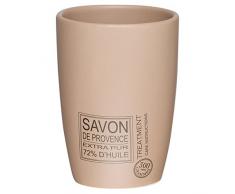 Sealskin Becher Savon de Provence, Zahnputzbecher aus Keramik, Farbe: Leinen