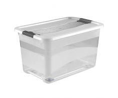 keeeper Aufbewahrungsbox mit Rollen, Deckel und Schiebeverschluss, 79,5 x 39,5 x 18 cm, 33 l, Konrad, Transparent