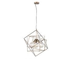 Pendelleuchte Industrie-Look Käfig-Design 3-Flammig 180 Watt Glas In Gold