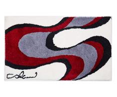 Grund COLANI Exklusiver Designer Badteppich 100% Polyacryl, ultra soft, rutschfest, ÖKO-TEX-zertifiziert, 5 Jahre Garantie, Colani 11, Badematte 70x120 cm, weiss-rot