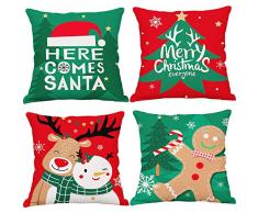 4 Stücke Weihnachten Urlaub Dekorative Kissenbezug Haus Couch Baumwolle Leinen Kissenbezug Weihnachtsbaum und Weihnachtsmütze Kissenbezug Urlaub Kissenbezüge 18 x 18 Zoll