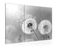 Bilder Blumen Pusteblume Wandbild 120 x 80 cm Vlies - Leinwand Bild XXL Format Wandbilder Wohnzimmer Wohnung Deko Kunstdrucke Grau 3 Teilig - MADE IN GERMANY - Fertig zum Aufhängen 023631c