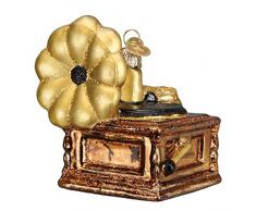 Old World Christbaumschmuck, Glas, geblasen, mit S-Haken und Geschenkbox, Musiksammlung Phonograph