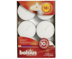 bolsius Teelichter, 10 Stunden Brenndauer, Weiß, 18 Stück