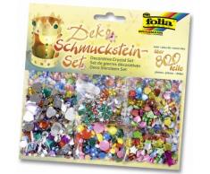 folia 12419 - Deko Schmuckstein-Set, über 800 Teile, sortiert - ideal zum Verzieren und Dekorieren Ihrer Bastelarbeiten