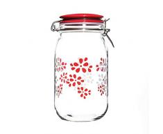 zak! Lily Vorratsglas mit Keramikdeckel 1,5 l, rot/Weiss
