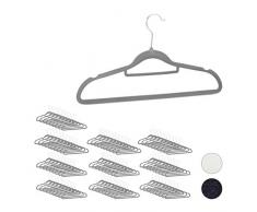 Relaxdays XXL Kleiderbügel Set, Samtbügel mit Hosenstange, Krawattenhalter, rutschfest, drehbar, großes 100er Pack, grau