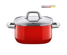 Silit Quadro Red Kochtopf quadratisch 22cm, Glasdeckel, Bratentopf 4,4l, Silargan Funktionskeramik, stapelbar, Topf Induktion, rot