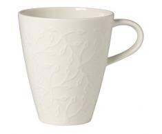 Villeroy & Boch Caffè Club Floral Touch Kaffeebecher, 350 ml, Premium Porzellan, Weiß
