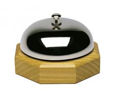 Westmark Tisch- und Kellnerglocke, Reiner Klang, Verchromt, 9,1 x 9,1 x 5,8 cm, Edelstahl/Holz, Silber/Hellbraun, 63202250