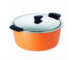 KUHN RIKON 30704 Thermokochgeschirr HOTPAN Kochtopf mit Deckel orange 4,5 Liter, 26 cm, dampfgaren, warmhalten, induktionsgeeignet, spülmaschinengeeignet, Edelstahl