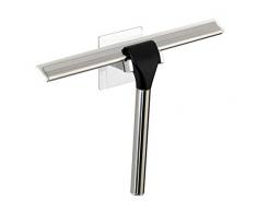 WENKO Turbo-Loc® Edelstahl Duschabzieher Quadro - Badezimmerwischer, Befestigen ohne bohren, Edelstahl rostfrei, 23 x 17.5 x 5 cm, Chrom