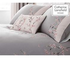 Catherine Lansfield Kissen, Bestickt mit Blüten, 30 x 40 cm, Rosa