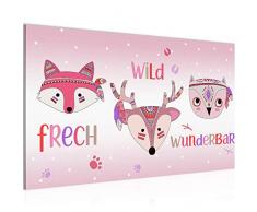 Bilder Kinderzimmer Tiere Wandbild 70 x 40 cm Vlies - Leinwand Bild XXL Format Wandbilder Wohnzimmer Wohnung Deko Kunstdrucke Pink 1 Teilig - MADE IN GERMANY - Fertig zum Aufhängen 019714a
