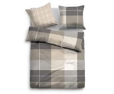 TOM TAILOR 0009884 Flanell Bettwäsche Garnitur mit Kopfkissenbezug (Baumwolle) 1x 155x220 cm + 1x 80x80 cm, beige