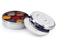 Zinel Gewürzbehälter/Masala Dabba mit 7 Schalen und 2 Edelstahl-Deckeln, 18 cm