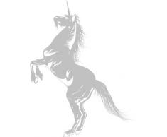 INDIGOS 4051095054771 Wandtattoo w614 Einhorn Pferd Tier fabelwesen Wandaufkleber in 3 Größen, 120 x 66 cm, silber