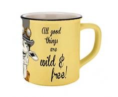 infinite by GEDA LABELS (INFKH) 13701 Vintage Tiere Giraffe Emaille-Optik Tasse, Porzellantasse, Kaffeetasse, Gelb