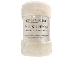 Luxus Kunstfell groß creme Mink Fleece Überwurf über Sofa Bett Weiche Warme Decke, Cremefarben, King - 200 x 240xm