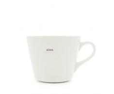 Keith Brymer Jones Kaffeebecher mit Aufschrift „Diva“, 0,35 l, in Weiß