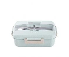 Upstyle lebensmittelechter Kunststoff Lunchbox Kit Set Mikrowelle erhältlich, All-in-One Stilvolle Frischhaltedose für Erwachsene, Kinder - Modernes quadratisches Design mit Besteck - umweltfreundlich grün