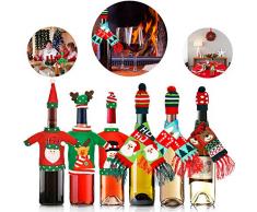 6 Sätze Weihnachten Flaschen Abdeckungen Hässliche Pullover Wein Abdeckung Flasche Dekor für Weihnachtsfeier Tisch Dekorationen (Farbe Satz 1)