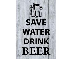 Schatzmix Alkohol Save Water Drink Beer Metallschild Wanddeko 20x30 cm tin Sign Blechschild, Blech, Mehrfarbig