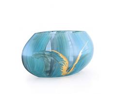 Angela neue Wiener Werkstaette Glasvase veredelt, Glas, türkisblau, 25 x 13 x 12 cm