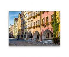 Calvendo Premium Textil-Leinwand 75 cm x 50 cm quer, HIRSCHBERG BÃ¼rgerhÃ¤user mit LaubengÃ¤ngen | Wandbild, Bild auf Keilrahmen, Fertigbild auf echter Leinwand. Bezaubernde Altstadt Orte Orte