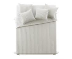 Tagesdecke Steppdecke Bettüberwurf Kollektion Bochemia Doppelseitig Gesteppt Streifen Muster Pastellfarben mit Bommeln (Beige, 200x220 cm)