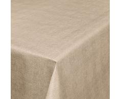 ANRO Wachstuchtischdecke Wachstuch Wachstischdecke Tischdecke Abwaschbar Leinenoptik Textiloptik, Beige, 140 x 140cm