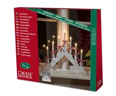 Konstsmide 2260-255 Holzleuchter, mit rot/weißen Schleifen, weiß lackiert / für Innen (IP20) / 230V Innen / 7 klare Birnen / weißes Kabel