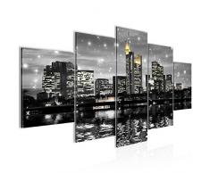 Bilder Frankfurt am Main Stadt Wandbild 200 x 100 cm Vlies - Leinwand Bild XXL Format Wandbilder Wohnzimmer Wohnung Deko Kunstdrucke Grau 5 Teilig - MADE IN GERMANY - Fertig zum Aufhängen 600851b