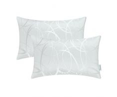 CaliTime Kissenbezüge Kissenhülle Packung mit 2 Kissenbezug Kissenbezüge Schalen für Couch Sofa Home Decor Modern Shining & Dull Contrast Circles Ringe Geometric 30cm x 50cm Weiß
