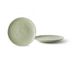 Fill Salbei Set 4 Stück Teller aus Steinzeug, Keramik, Mint, 20 x 20 x 2 cm