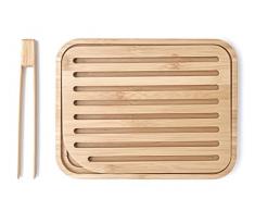 Pebbly nba055 Set Brotschneidebrett und Toastzange, Bambus beige 26 x 20 x 2 cm 2 Einheit (S)