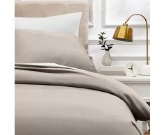 AmazonBasics - Bettwäsche-Set, Fadendichte 400, Baumwollsatin, 135 x 200 cm und einem Kissenbezug, 80 x 80 cm, Steingrau